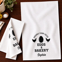 Load image into Gallery viewer, Personalized Kitchen Towel Custom Name Farm Fresh Eggs Gift
