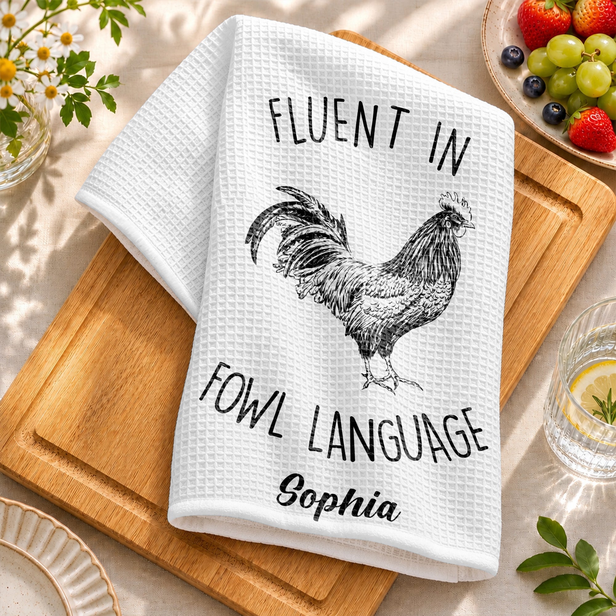 Personalized Chicken Towel Custom Name Gift for Farm Lovers