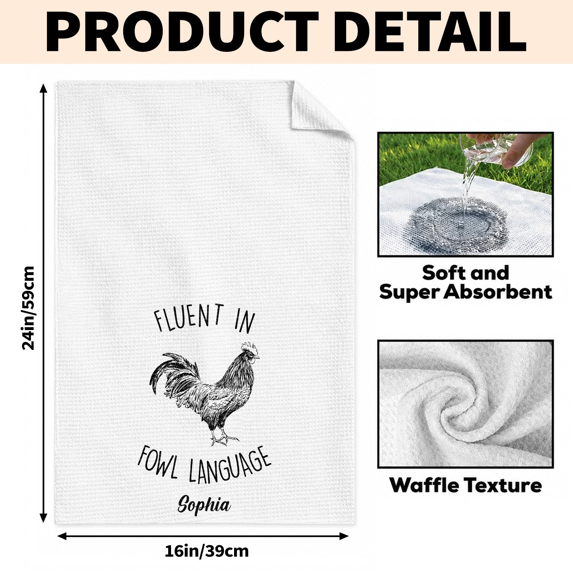 Personalized Chicken Towel Custom Name Gift for Farm Lovers