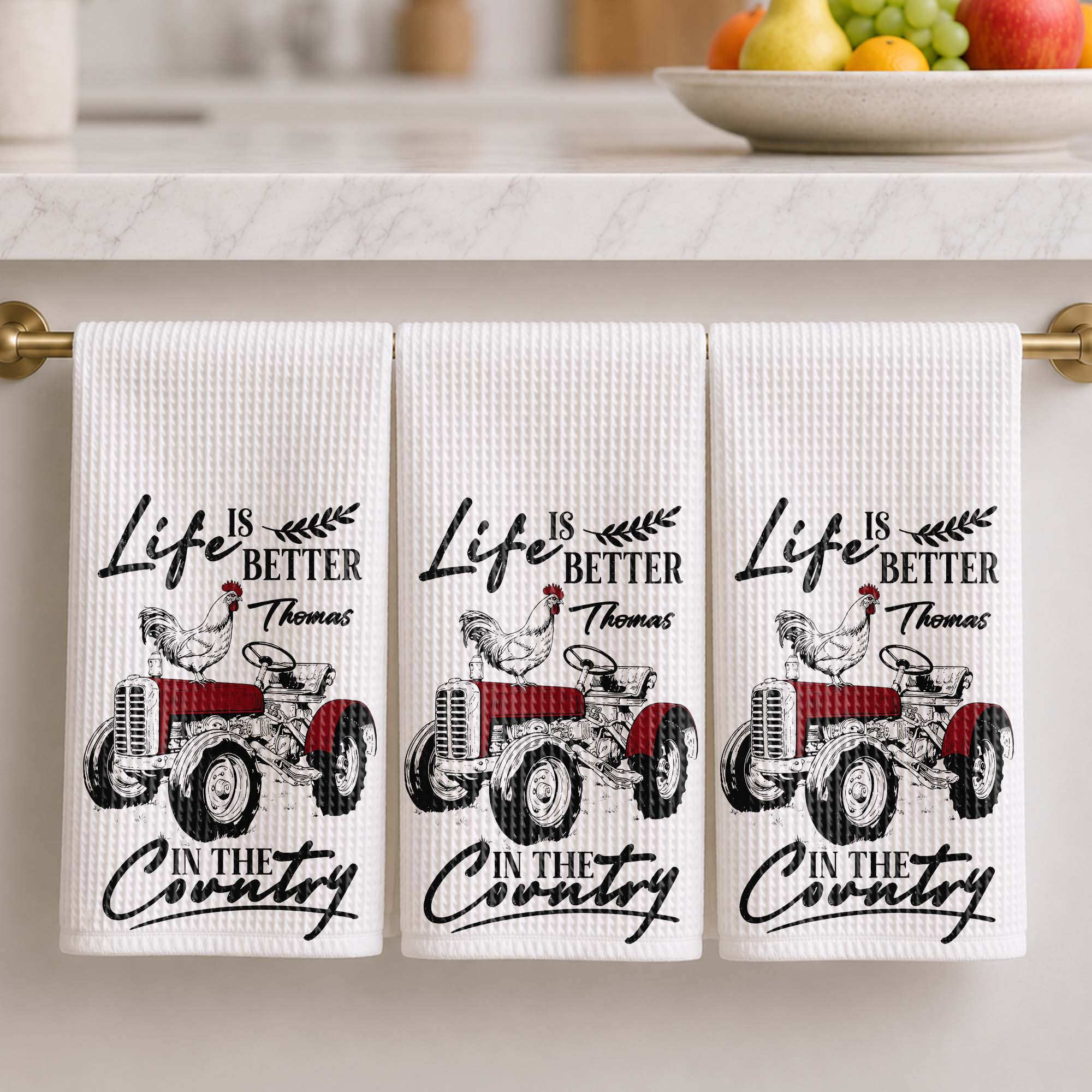 Personalized Kitchen Towel Life Is Better In The Country Farmhouse Gift for Dad
