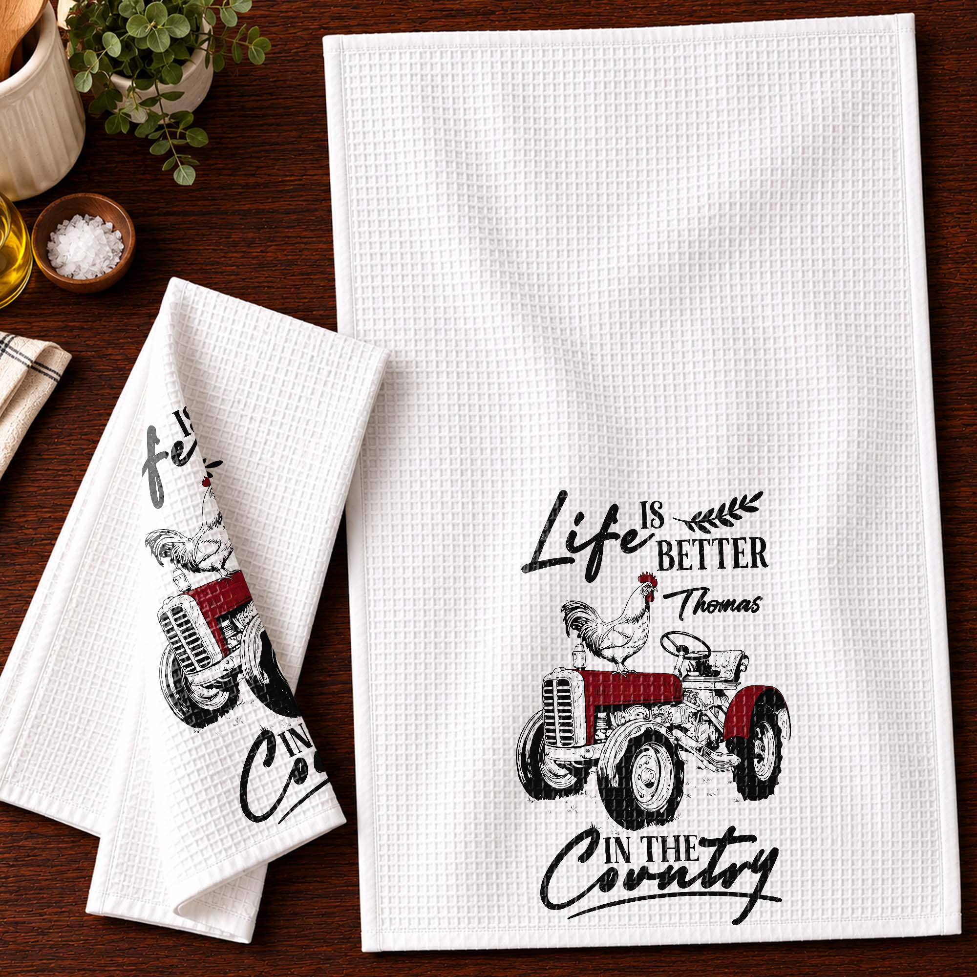Personalized Kitchen Towel Life Is Better In The Country Farmhouse Gift for Dad