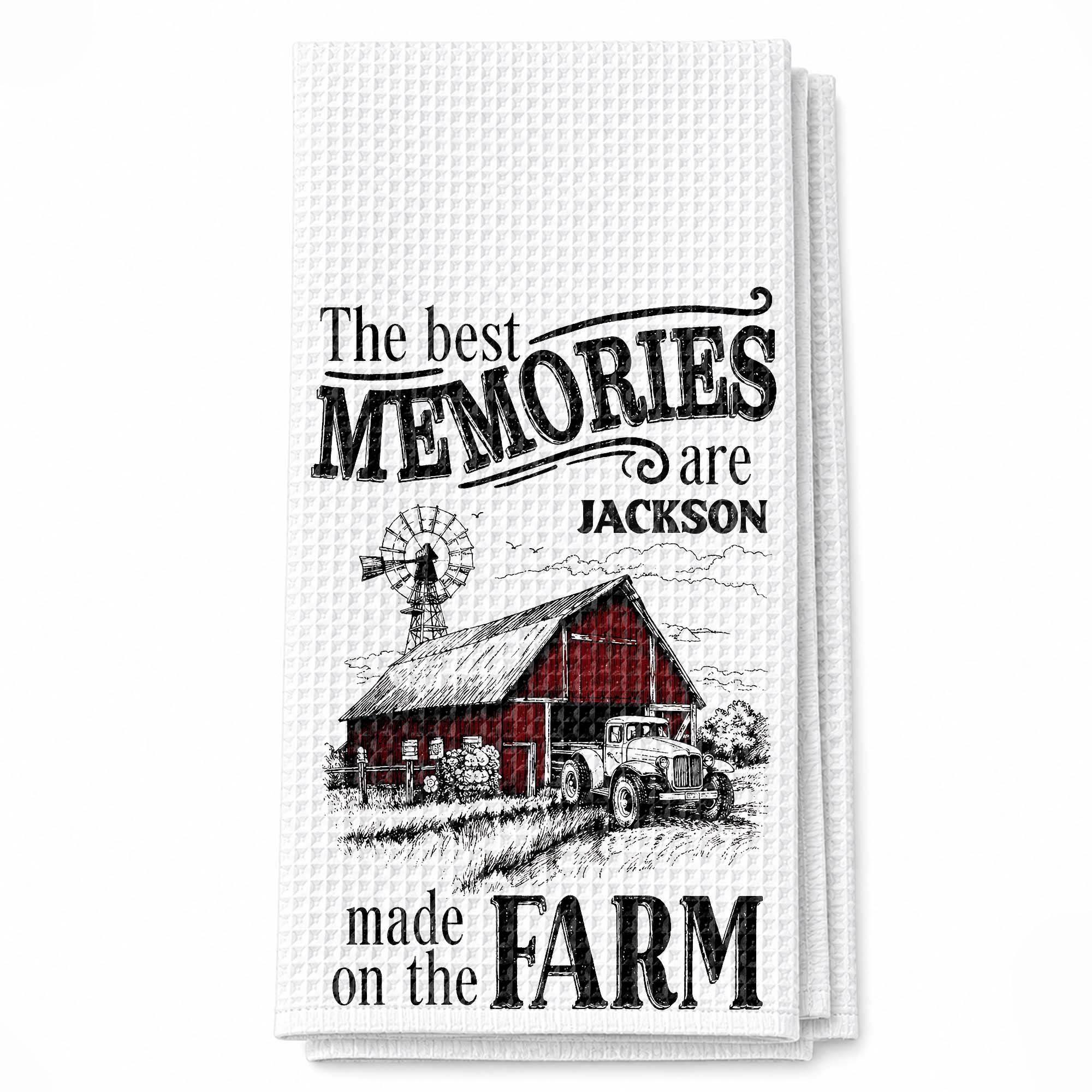 Personalized Farm Themed Kitchen Towel Custom Name Gift