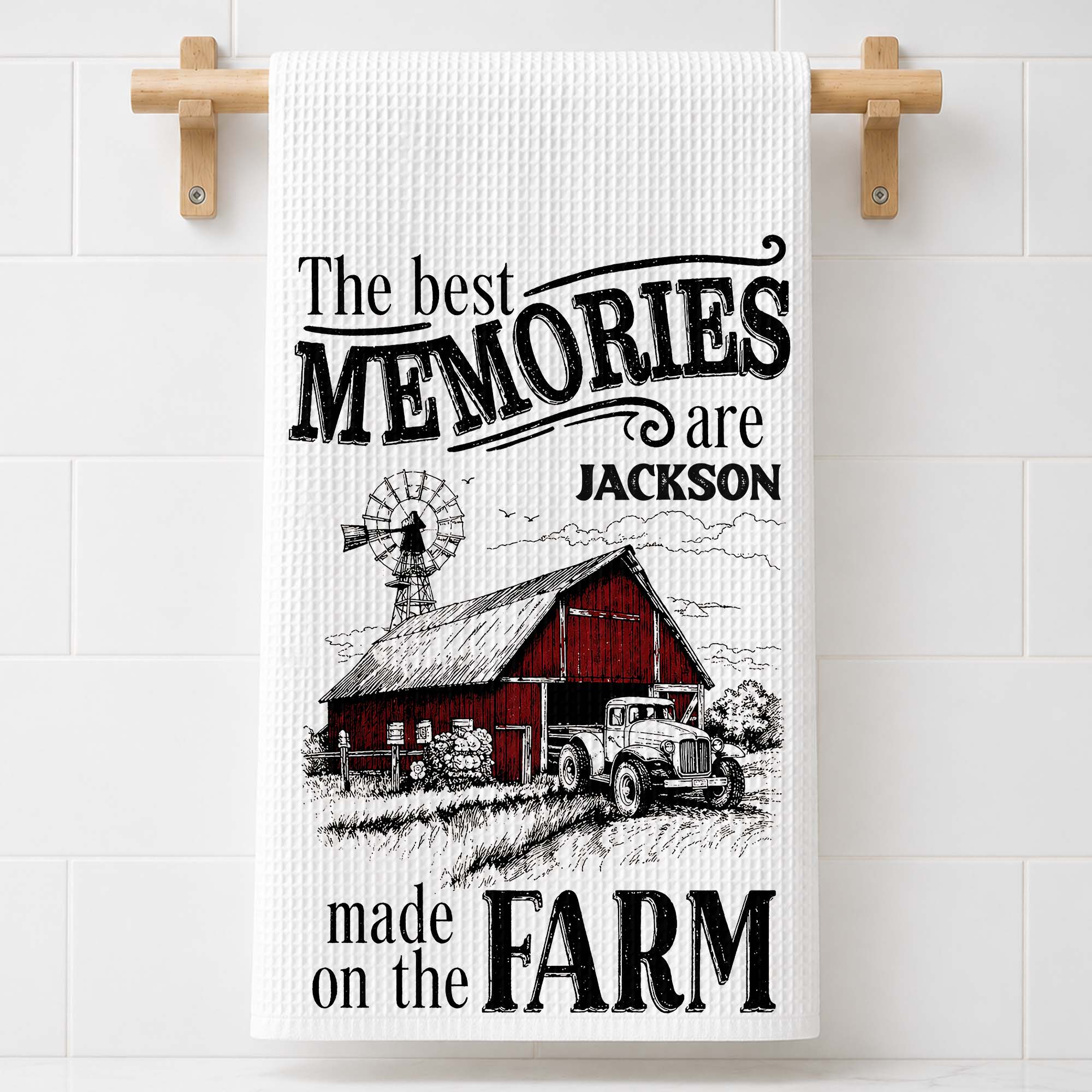 Personalized Farm Themed Kitchen Towel Custom Name Gift
