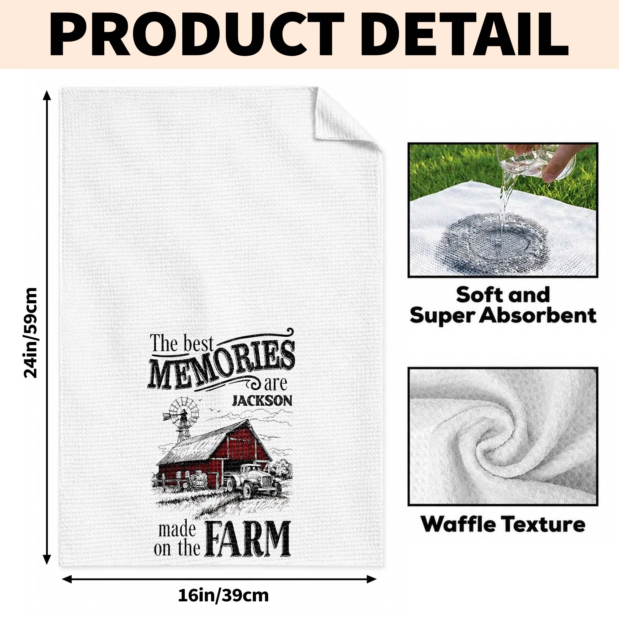 Personalized Farm Themed Kitchen Towel Custom Name Gift