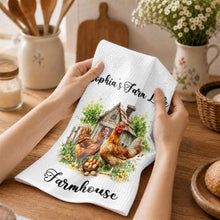 Load image into Gallery viewer, Personalized Farmhouse Kitchen Towel Custom Name Chickens Gift
