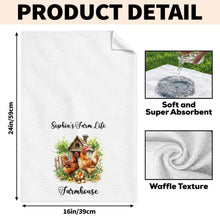 Load image into Gallery viewer, Personalized Farmhouse Kitchen Towel Custom Name Chickens Gift
