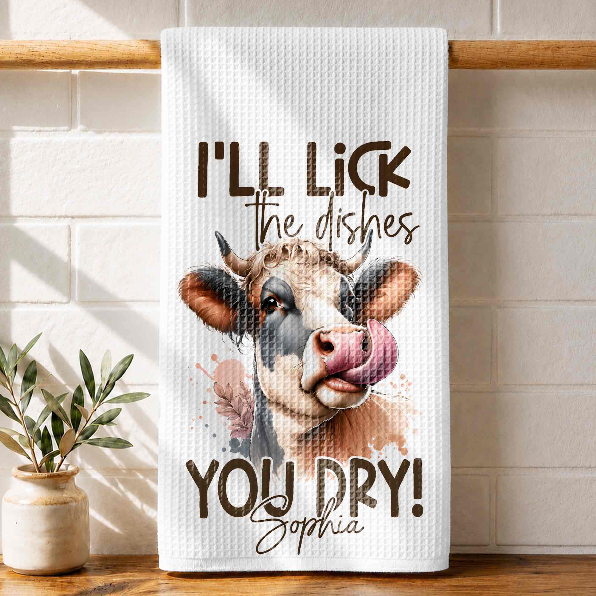 Personalized Kitchen Towel Funny Highland Cow Gift for Farm Lover