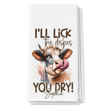 Load image into Gallery viewer, Personalized Kitchen Towel Funny Highland Cow Gift for Farm Lover
