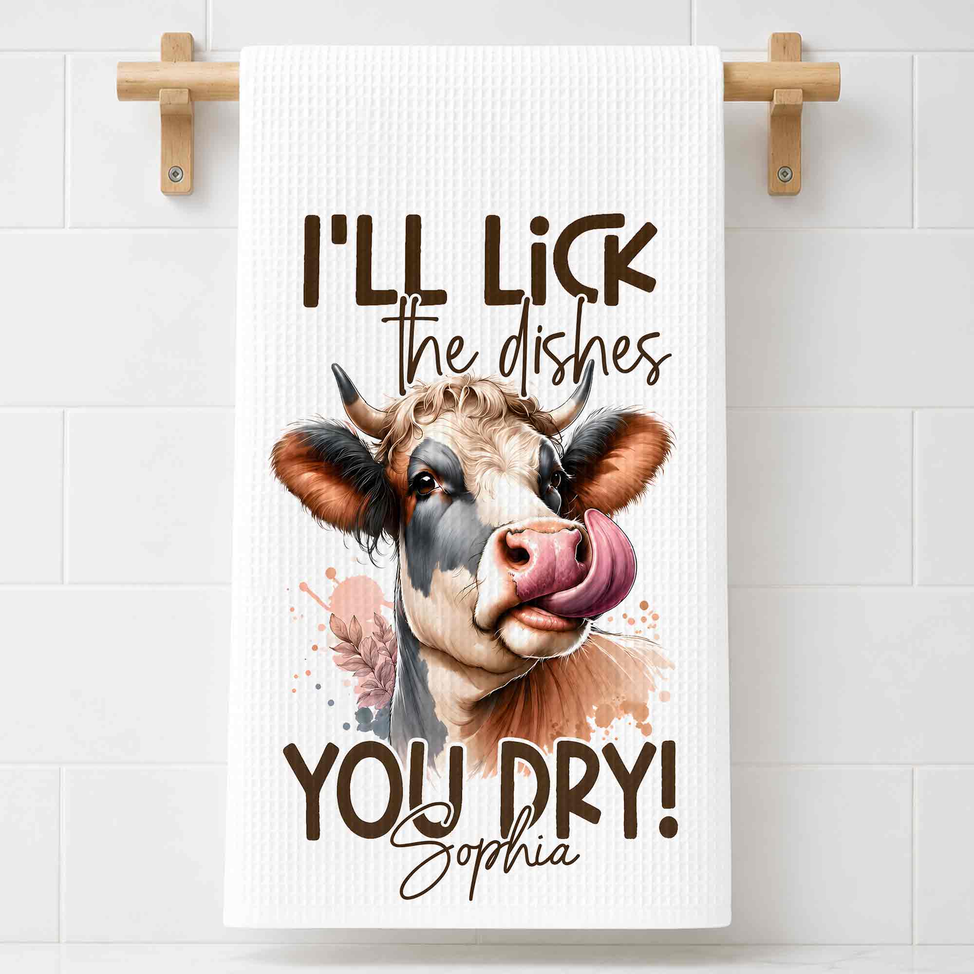 Personalized Kitchen Towel Funny Highland Cow Gift for Farm Lover