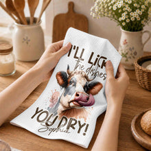 Load image into Gallery viewer, Personalized Kitchen Towel Funny Highland Cow Gift for Farm Lover
