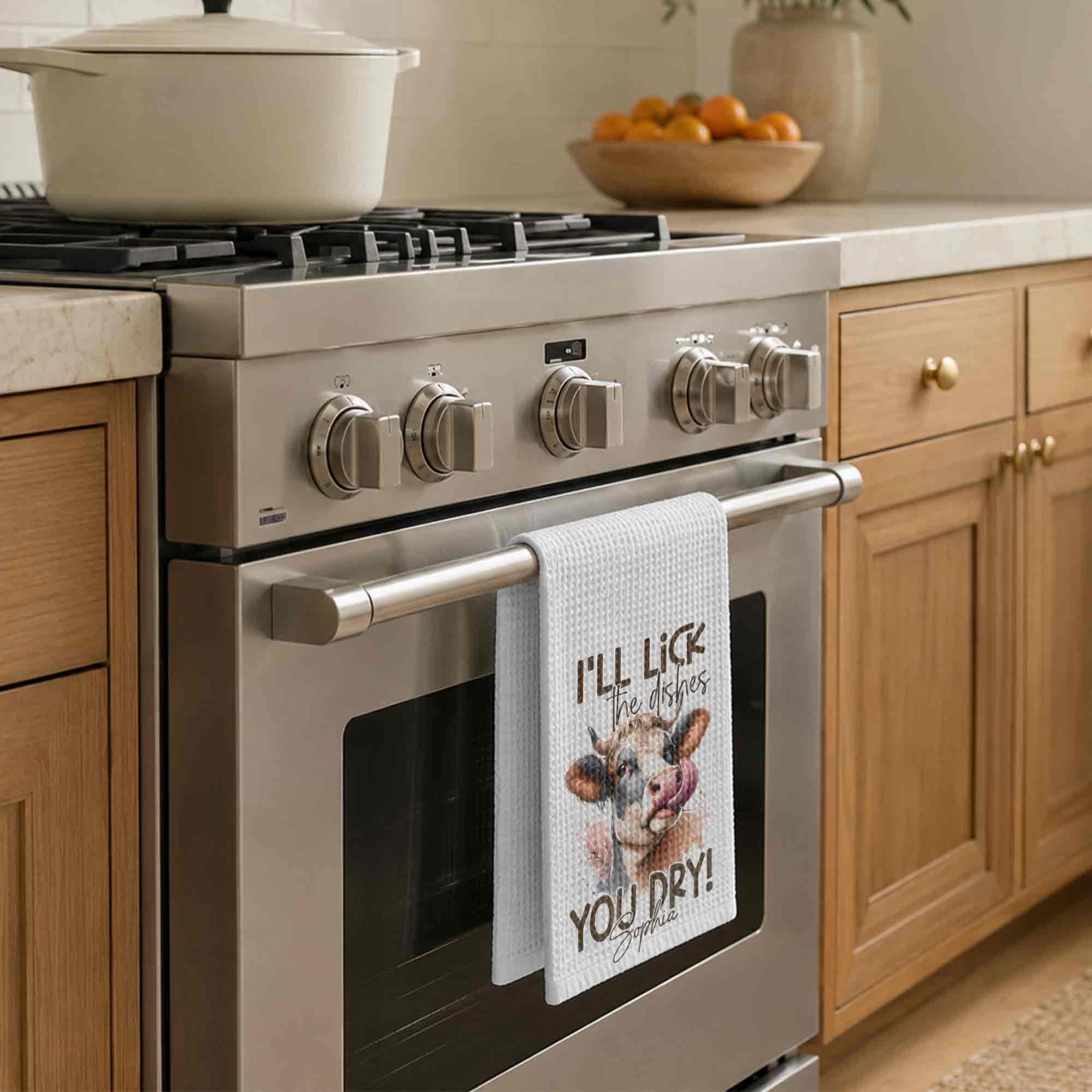 Personalized Kitchen Towel Funny Highland Cow Gift for Farm Lover