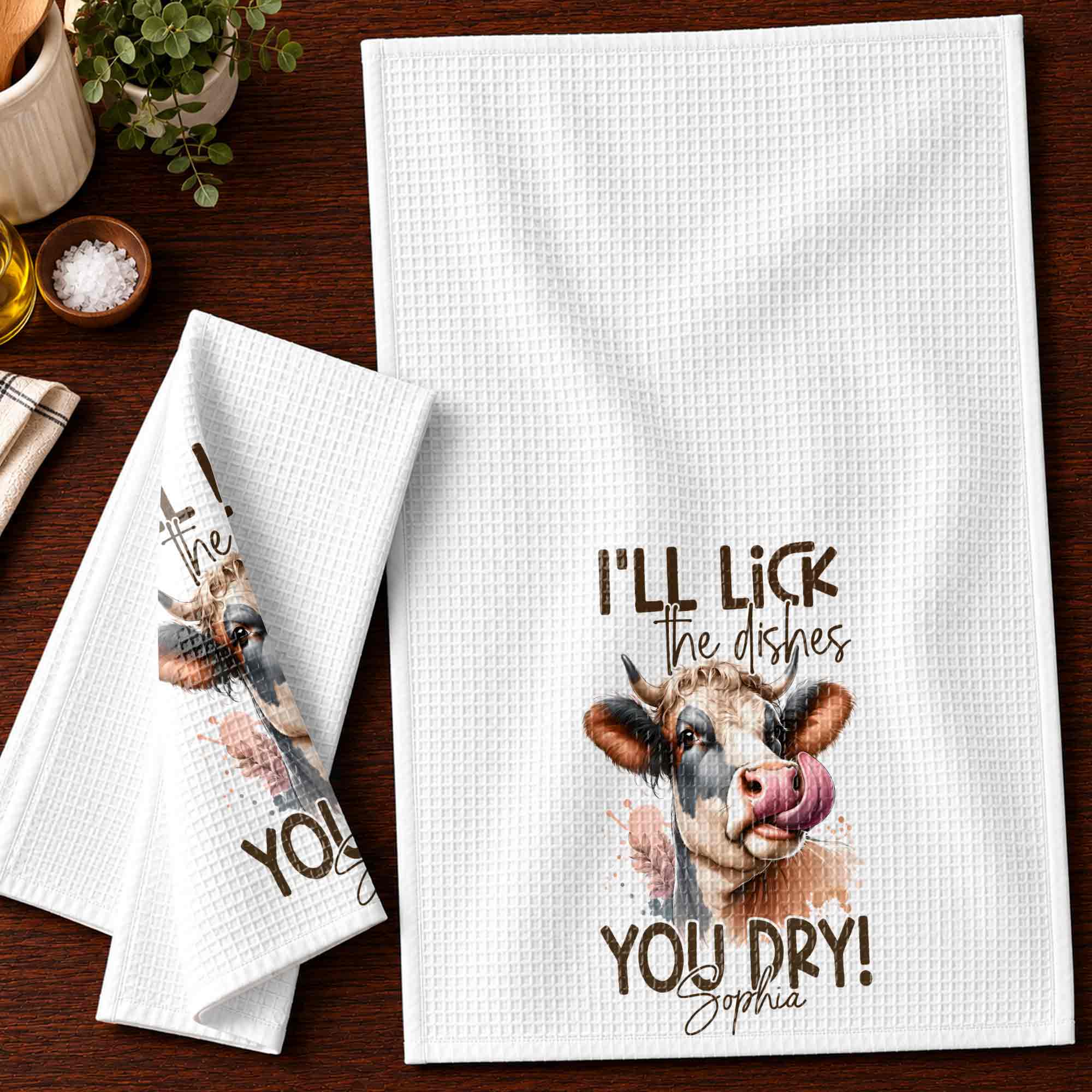 Personalized Kitchen Towel Funny Highland Cow Gift for Farm Lover