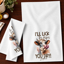 Load image into Gallery viewer, Personalized Kitchen Towel Funny Highland Cow Gift for Farm Lover

