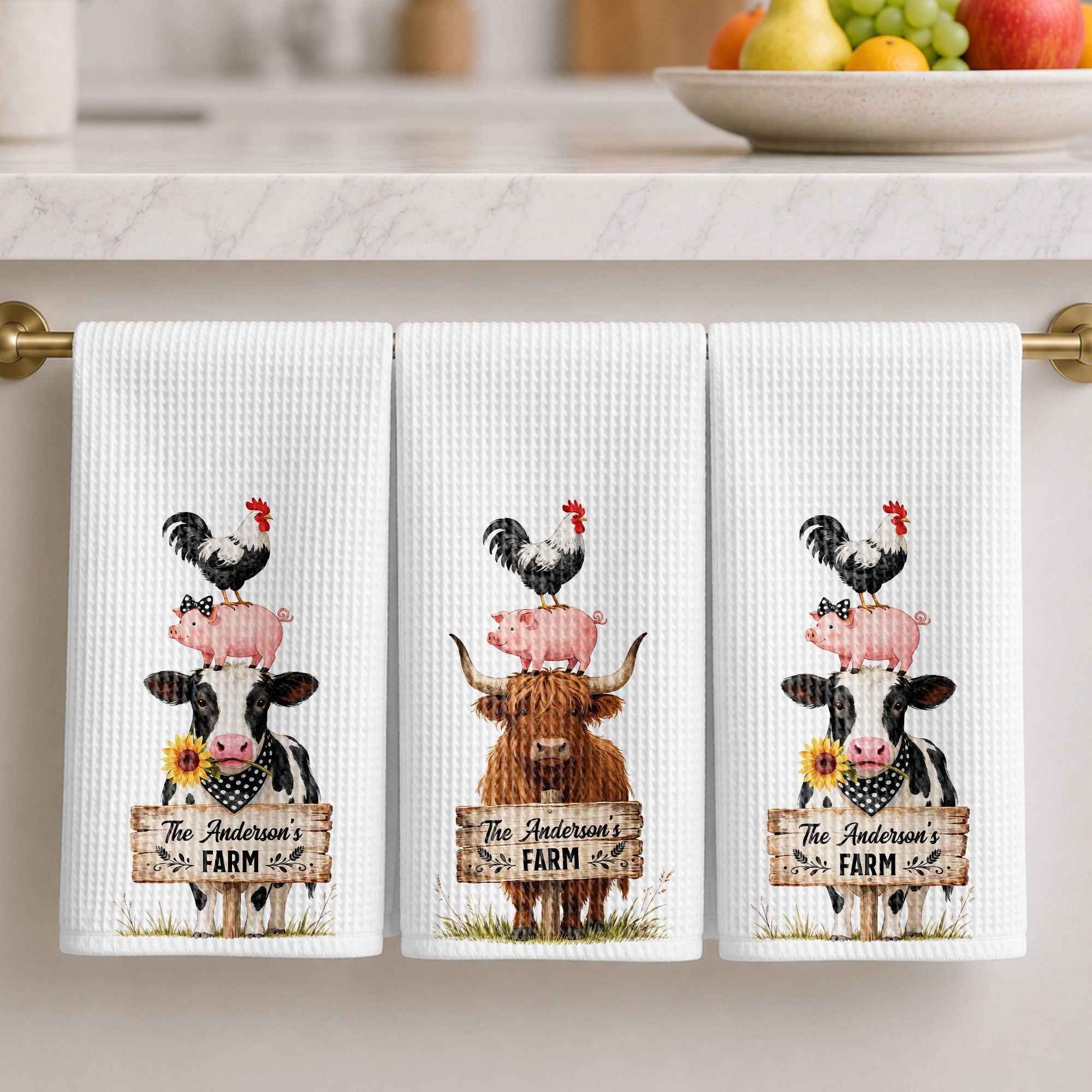 Personalized Farm Kitchen Towel Custom Family Name Gift