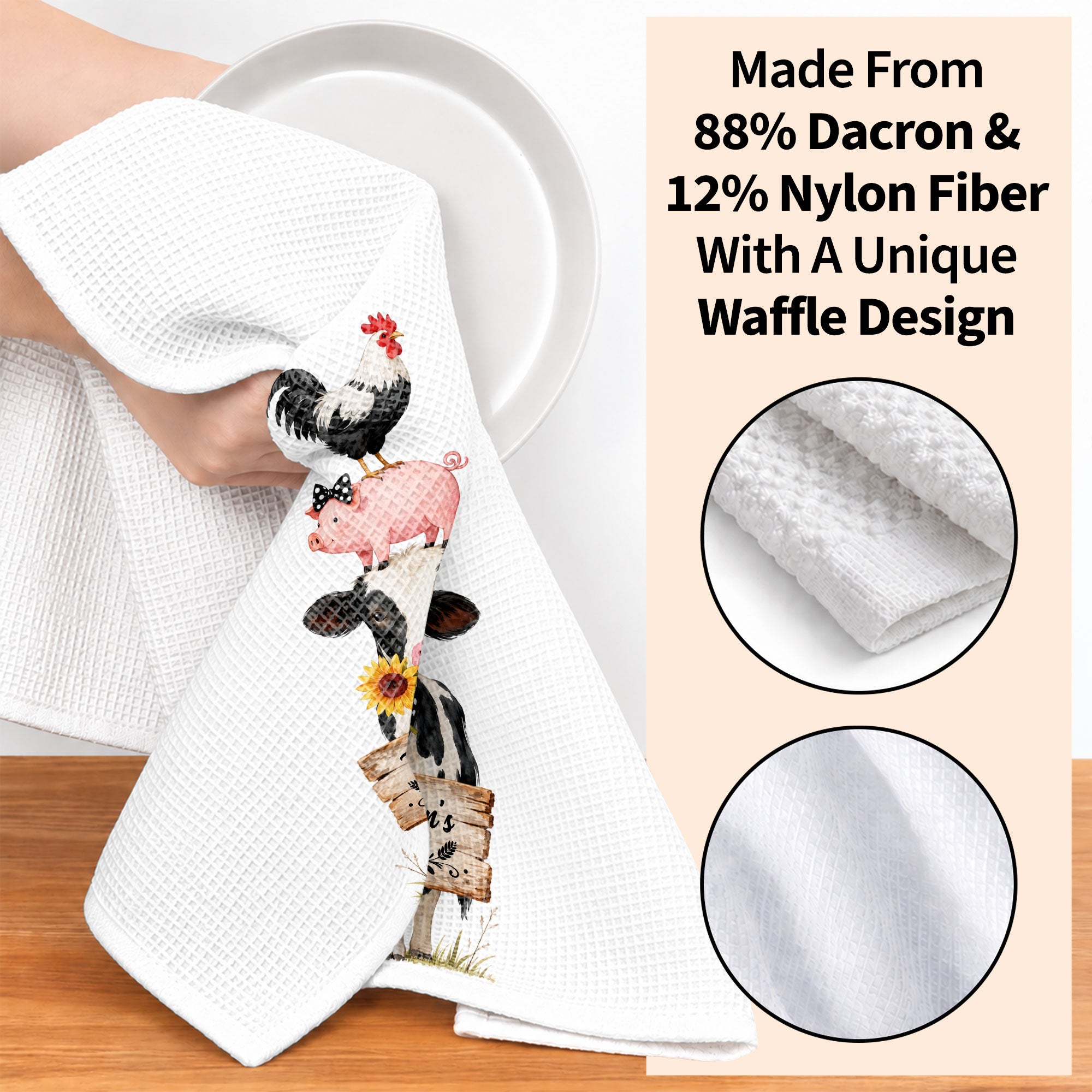 Personalized Farm Kitchen Towel Custom Family Name Gift