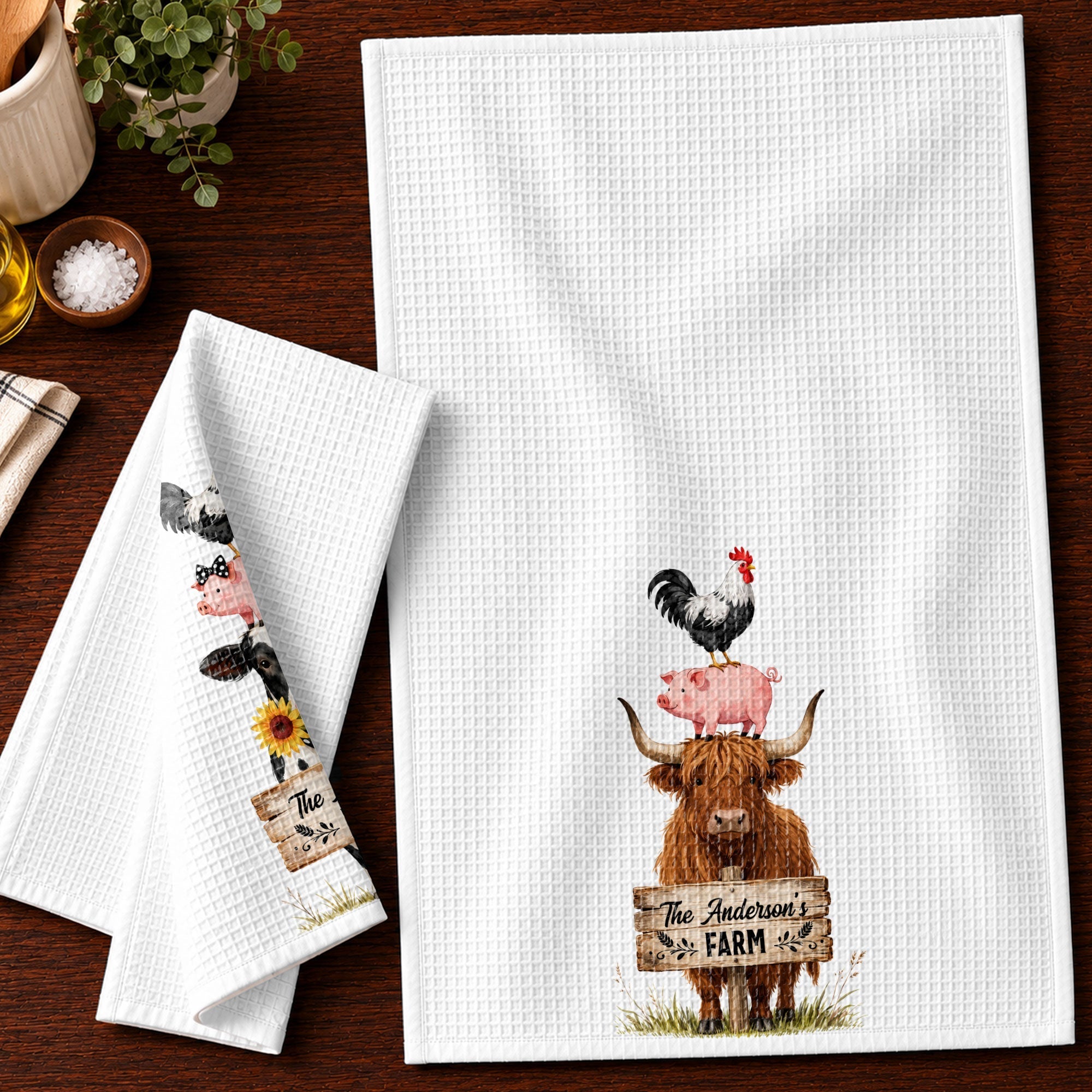 Personalized Farm Kitchen Towel Custom Family Name Gift