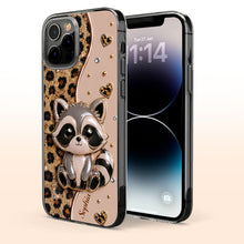 Load image into Gallery viewer, Personalized Clear Phone Case Cute Raccoon Glitter Design Gift
