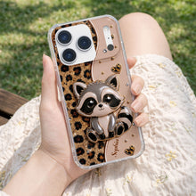 Load image into Gallery viewer, Personalized Clear Phone Case Cute Raccoon Glitter Design Gift
