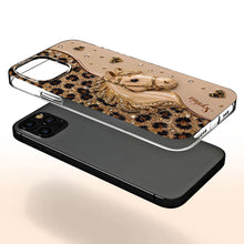 Load image into Gallery viewer, Personalized Clear Phone Case with 3D Horse Glitter Design for Gift

