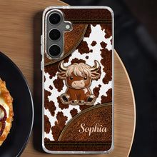 Load image into Gallery viewer, Personalized Clear Phone Case Cute Highland Cow Design Gift
