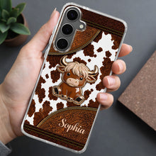 Load image into Gallery viewer, Personalized Clear Phone Case Cute Highland Cow Design Gift
