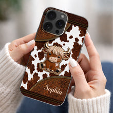 Load image into Gallery viewer, Personalized Clear Phone Case Cute Highland Cow Design Gift
