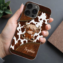 Load image into Gallery viewer, Personalized Clear Phone Case Cute Highland Cow Design Gift

