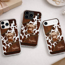Load image into Gallery viewer, Personalized Clear Phone Case Cute Highland Cow Design Gift
