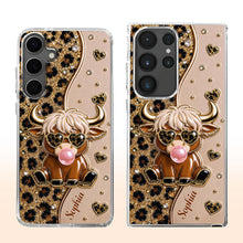 Load image into Gallery viewer, Personalized Clear Phone Case Highland Cow with Hearts Gift
