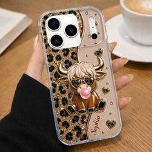 Load image into Gallery viewer, Personalized Clear Phone Case Highland Cow with Hearts Gift
