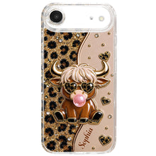 Load image into Gallery viewer, Personalized Clear Phone Case Highland Cow with Hearts Gift

