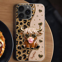 Load image into Gallery viewer, Personalized Clear Phone Case Highland Cow with Hearts Gift
