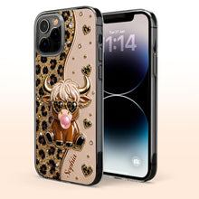 Load image into Gallery viewer, Personalized Clear Phone Case Highland Cow with Hearts Gift
