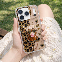 Load image into Gallery viewer, Personalized Clear Phone Case Highland Cow with Hearts Gift
