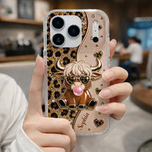 Load image into Gallery viewer, Personalized Clear Phone Case Highland Cow with Hearts Gift
