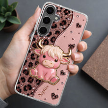 Load image into Gallery viewer, Personalized Clear Phone Case Cute Pink Highland Cow Gift
