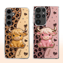 Load image into Gallery viewer, Personalized Clear Phone Case Cute Pink Highland Cow Gift
