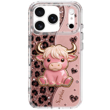 Load image into Gallery viewer, Personalized Clear Phone Case Cute Pink Highland Cow Gift
