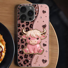 Load image into Gallery viewer, Personalized Clear Phone Case Cute Pink Highland Cow Gift
