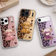 Load image into Gallery viewer, Personalized Clear Phone Case Cute Pink Highland Cow Gift

