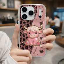 Load image into Gallery viewer, Personalized Clear Phone Case Cute Pink Highland Cow Gift
