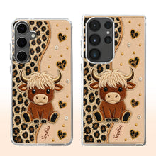 Load image into Gallery viewer, Personalized Highland Cow Clear Phone Case Custom Name Gift
