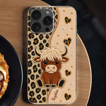 Load image into Gallery viewer, Personalized Highland Cow Clear Phone Case Custom Name Gift
