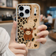 Load image into Gallery viewer, Personalized Highland Cow Clear Phone Case Custom Name Gift
