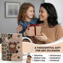 Load image into Gallery viewer, Personalized Highland Cow Coffee Mug Custom Name Gift for Cow Lovers
