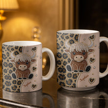 Load image into Gallery viewer, Personalized Highland Cow Coffee Mug Custom Name Gift for Cow Lovers
