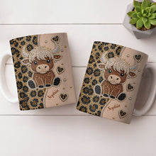 Load image into Gallery viewer, Personalized Highland Cow Coffee Mug Custom Name Gift for Cow Lovers
