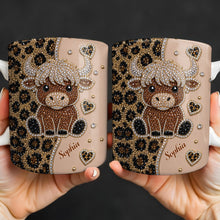 Load image into Gallery viewer, Personalized Highland Cow Coffee Mug Custom Name Gift for Cow Lovers
