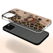 Load image into Gallery viewer, Personalized Clear Phone Case Highland Cow Glitter Cheetah Gift
