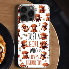 Load image into Gallery viewer, Personalized Clear Phone Case with Highland Cows and Flowers for Her
